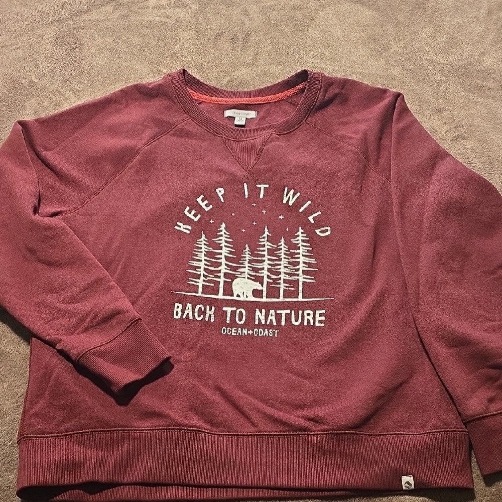 Ocean + Coast Women's Burgundy Crew Neck Sweater